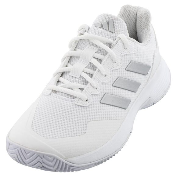 NWT  Adidas Women's GameCourt 2 Sneaker, Silver Metallic/White-Sz 6.5 - Picture 1 of 7